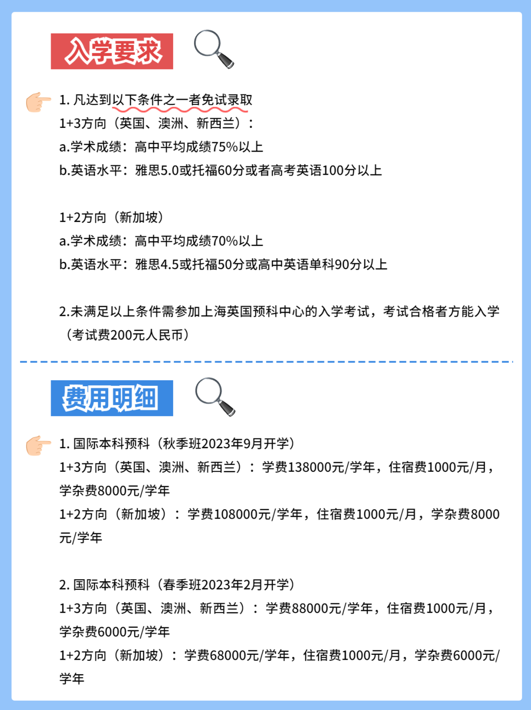 上海英國預科中心招生要求及費用參考