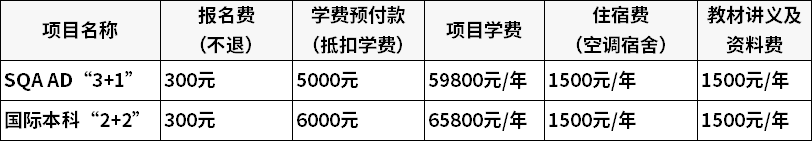 廣東金融學院國際本科3+1/2+2項目學費